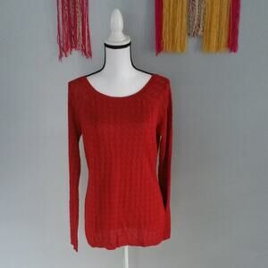 Jones New York Cable Knit Sweater Red Size Large